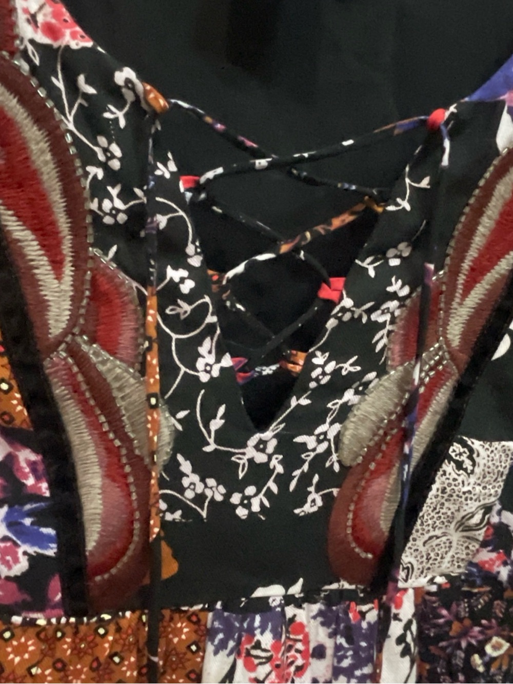 ANTHROPOLOGIE ARCATA PATCHWORK BOHO DRESS by ONE SEPTEMBER Sz MP - Picture 7 of 12